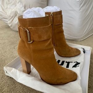 All Suede SCHUTZ Ankle Heeled Bootie